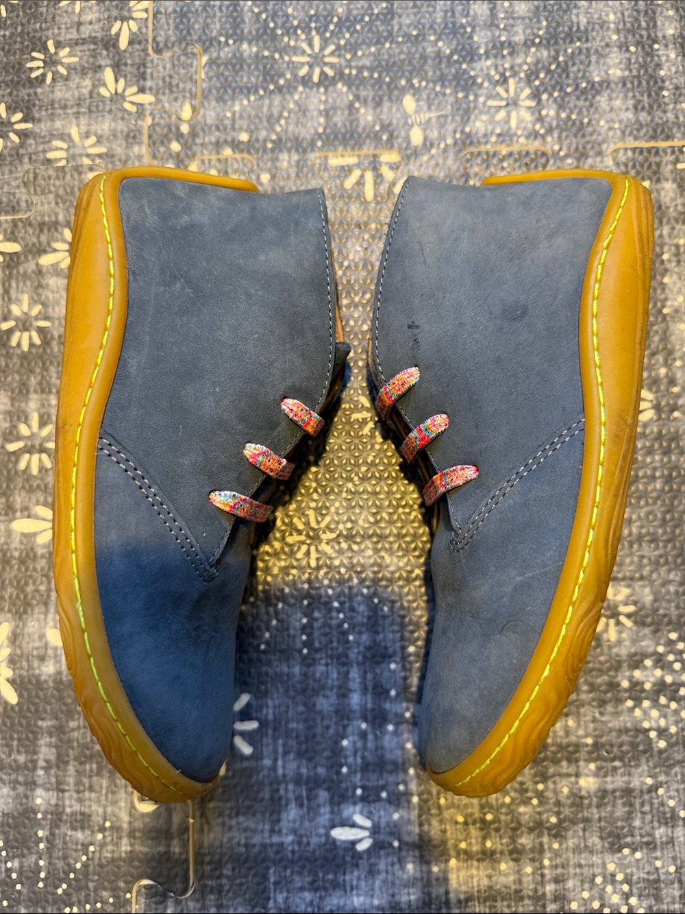 Vivobarefoot 13 Gobi Addis Kids Blue Leather Shoes with Colorful Elastic Laces - Picture 5 of 9